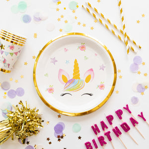 Unicorn Party Supplies Set | Stunning Real Gold Foil | Serves 16